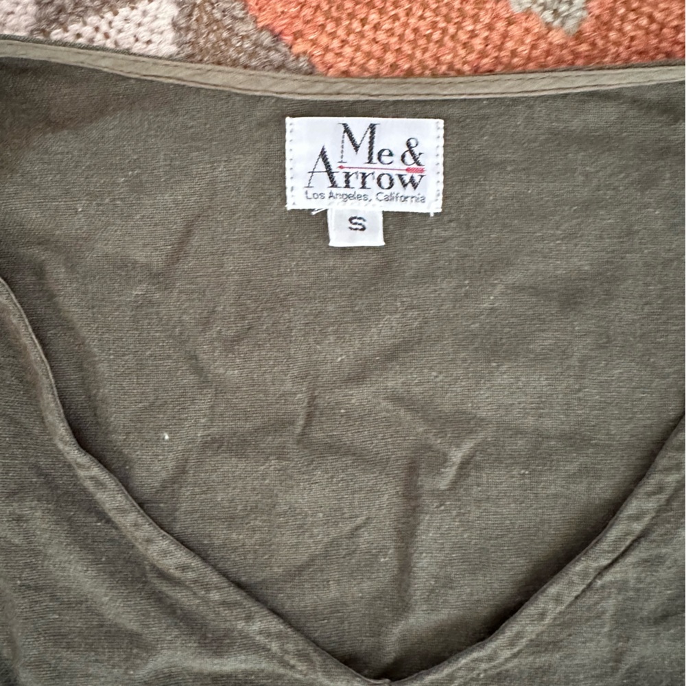 Me & Arrow V Neck Blouse In Moss - image 2